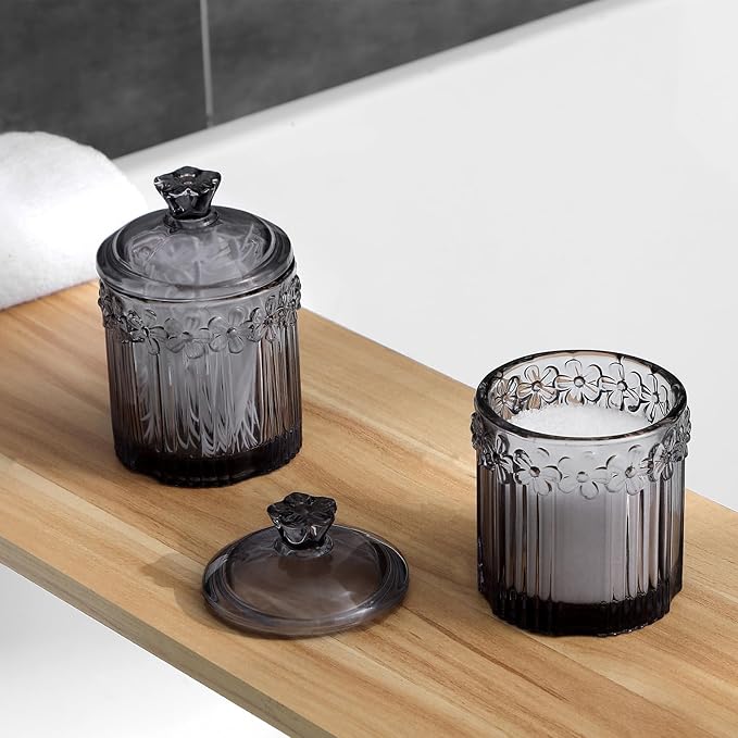 rejomiik 2 Pack Qtip Holder Glass Apothecary Jars - Image 4