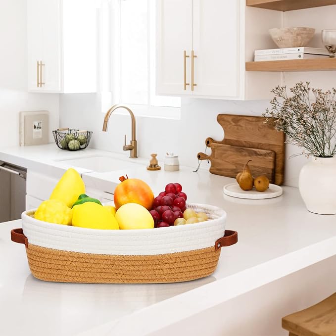 Bathroom Countertop Organizer Basket, Cotton Rope Woven Storage Basket Toilet - Image 4