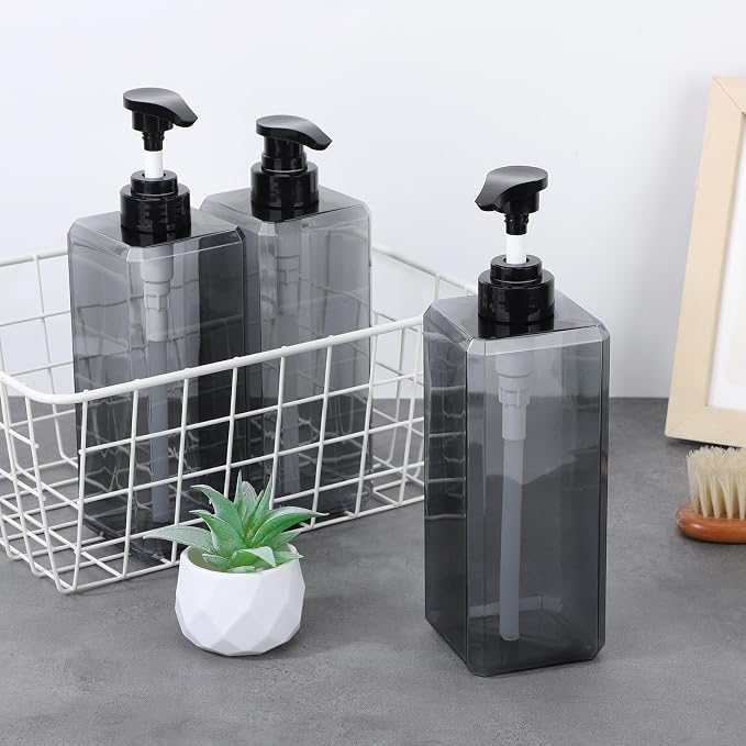 Suream 3 Packs Shampoo Dispenser, 27oz/800ml Square Plastic Shower Bottles - Image 7