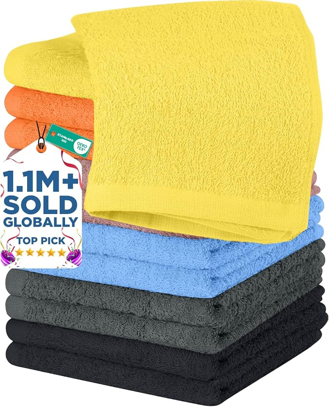 DAN RIVER 12 Pack Wash Cloths for Showering by DanRiver