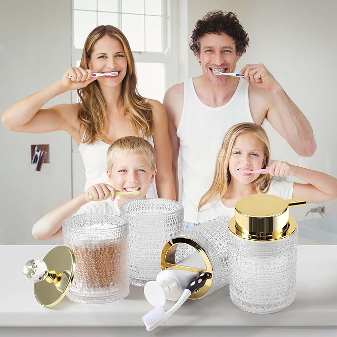 DASITON Bathroom Accessories Set, Toothbrush Holder, Bathroom Tumbler, Cotton - Image 2