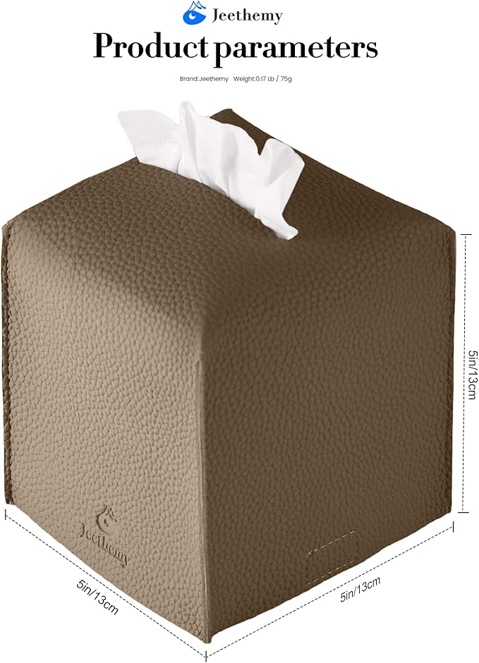 Tissue Box Cover, Jeethemy Square PU Leather Tissue Box Holder, Modern Tissue - Image 5