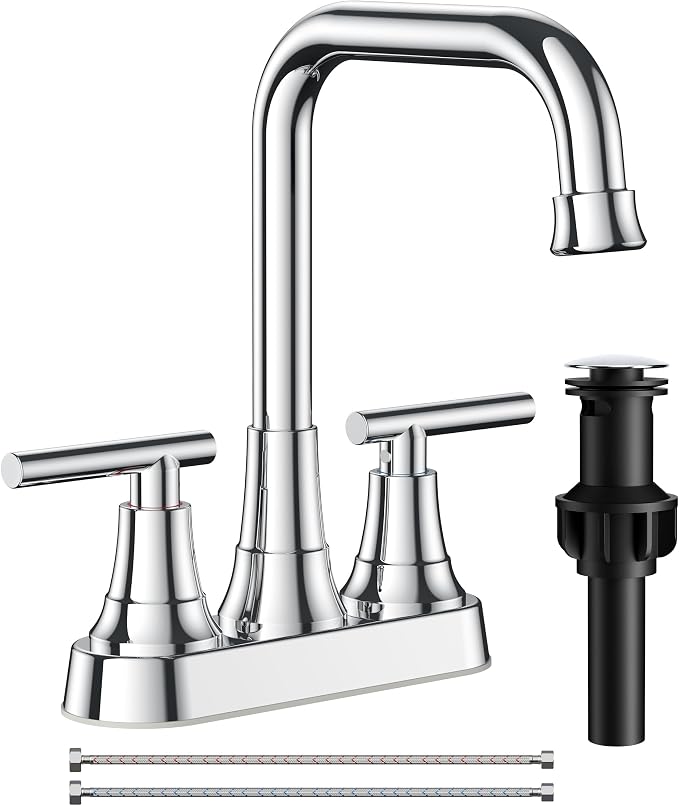 FORIOUS Bathroom Faucets for Sink 3 Hole Chrome, 4 Inch Centerset Bathroom Sink by FORIOUS