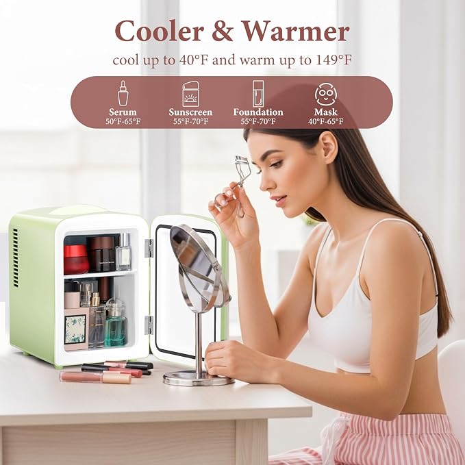 Xbeauty Retro Mini Fridge, Compact Refrigerator - Image 3