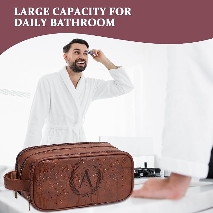 Janhavi Toiletry Bag For Men Waterproof, Groomsmen Gifts Personalized Leather - Image 6