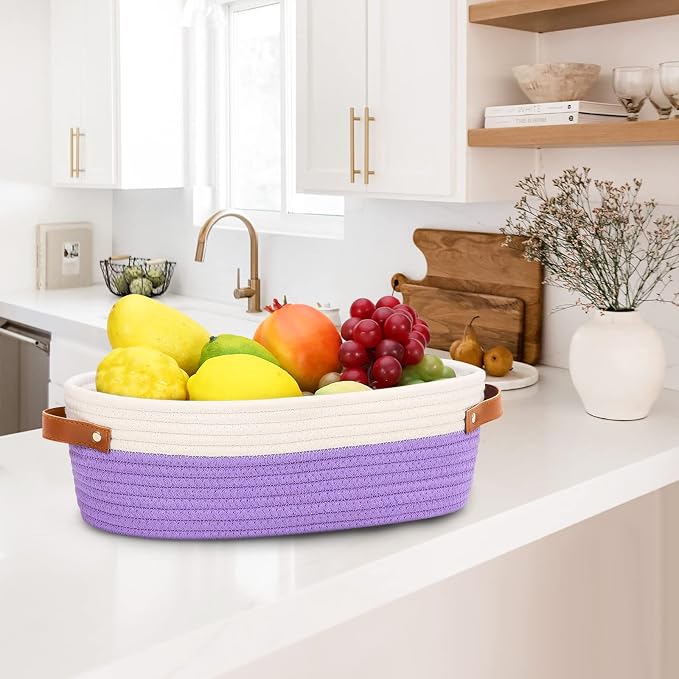 Bathroom Countertop Organizer Basket, Cotton Rope Woven Storage Basket Toilet - Image 4