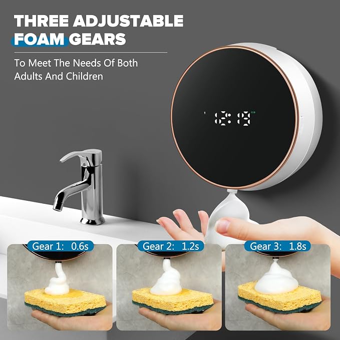 Automatic Soap Dispenser Foam Bathroom: Wall Mount Rechargeable Touchless - Image 4
