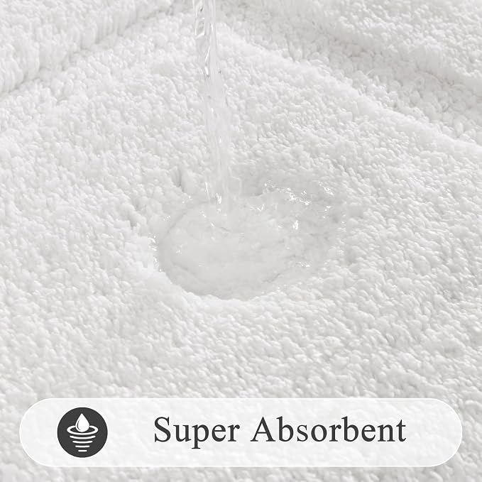 SHACOS White Bathroom Rugs Sets 3 Piece, Soft Fluffy Water Absorbent Bath Rugs - Image 6