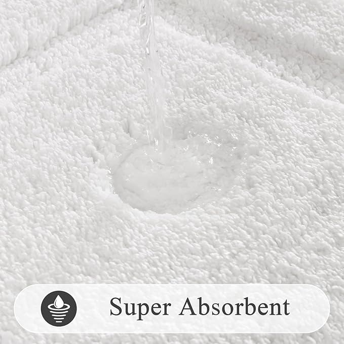 SHACOS Soft Fluffy White Bath Rugs Mats Set of 2 Pieces 16x24 + 20x32 inch - Image 6