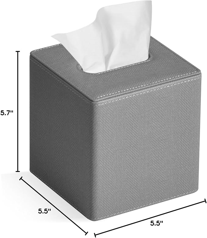Tissue Box Cover Square PU Leather Facial Tissue Box Holder - Image 7