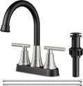 FORIOUS Black and Brushed Nickel Bathroom Faucets, 4 Inch Centerset Bathroom by FORIOUS