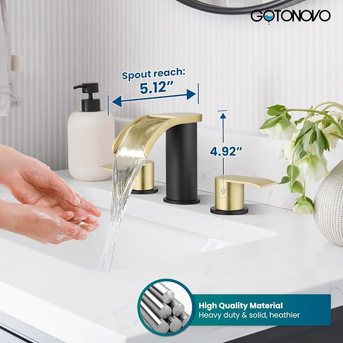gotonovo Waterfall 8 inch Widespread Bathroom Faucet Set Bathroom Sink Faucet 3 - Image 9