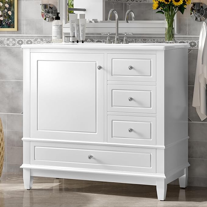 36" Bathroom Vanity with Sink, Harper & Bright Designs Free Standing Single - Image 3