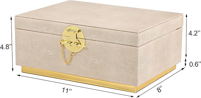 HofferRuffer Elegant Faux Leather Decorative Box, Storage Jewelry Box Organizer - Image 2