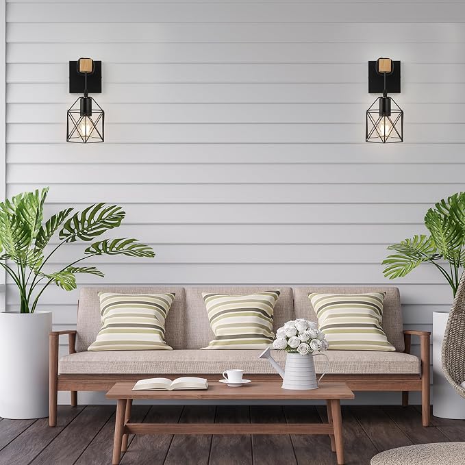 Plug in Wall Sconces Set of Two, Farmhouse Wall Mount Lighting, Wood Rustic - Image 6