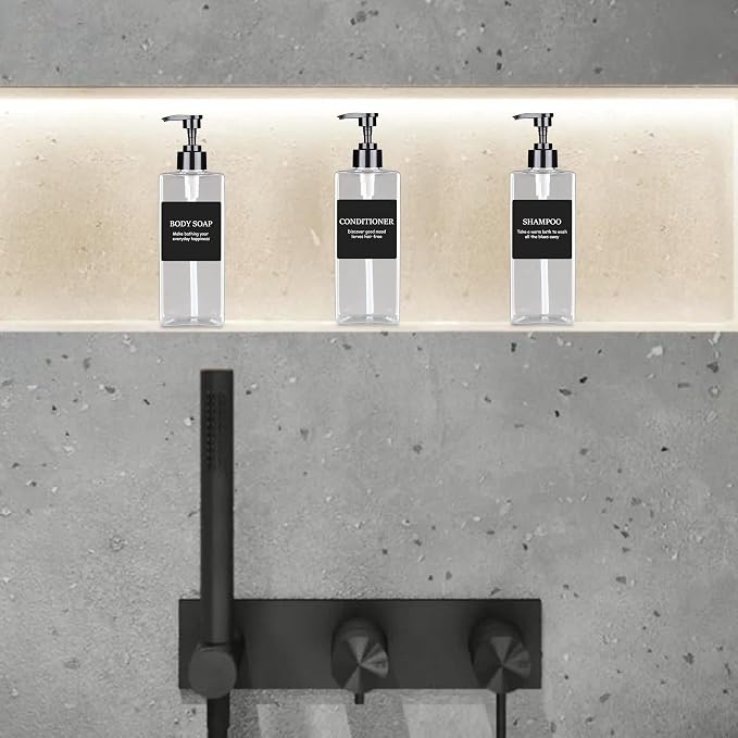 Clear Refillable Plastic Pump Bottle Dispenser Set - Image 7