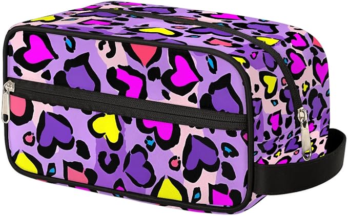 Heart Shape Leopard Skin Print Kids Toiletry Bag - Image 2