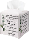 Inspirational Christian Tissue Box Cover Square, You are Chose Leather Tissue by BGFMVS