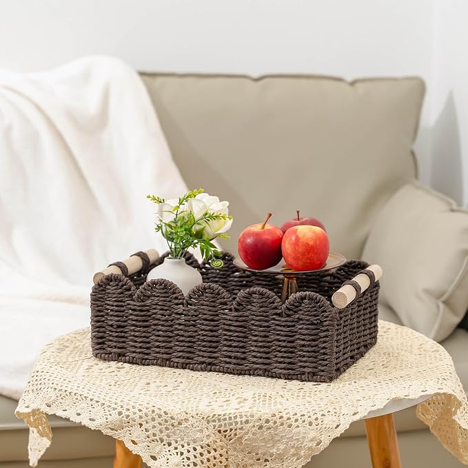 CubesLand Toilet Paper Storage Organizer Basket, Scalloped Decorative Baskets - Image 6