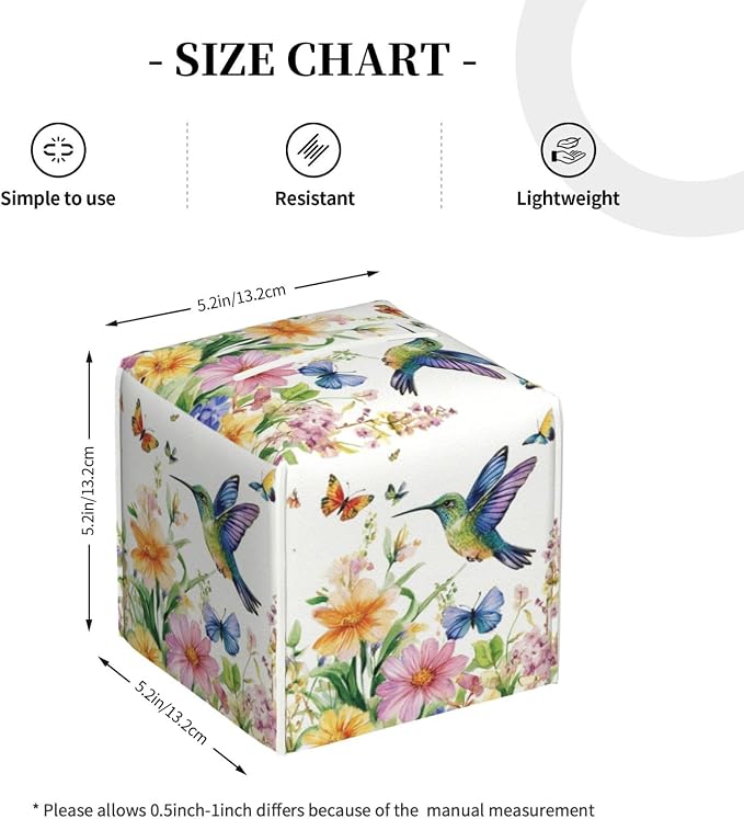 Spring Floral Hummingbird Tissue Box Cover Wild Flowers Florals Butterfly - Image 4