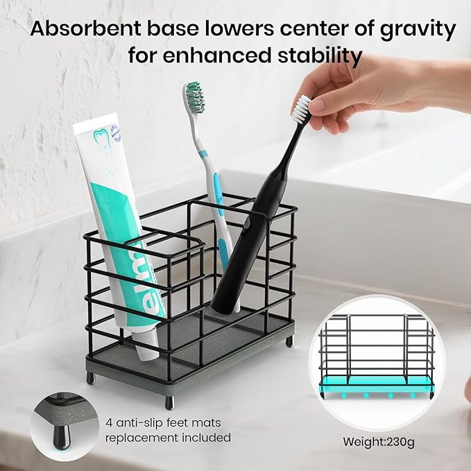 Toothbrush Holder with Quick Drying Mat—Toothbrush and Toothpaste Holders - Image 4