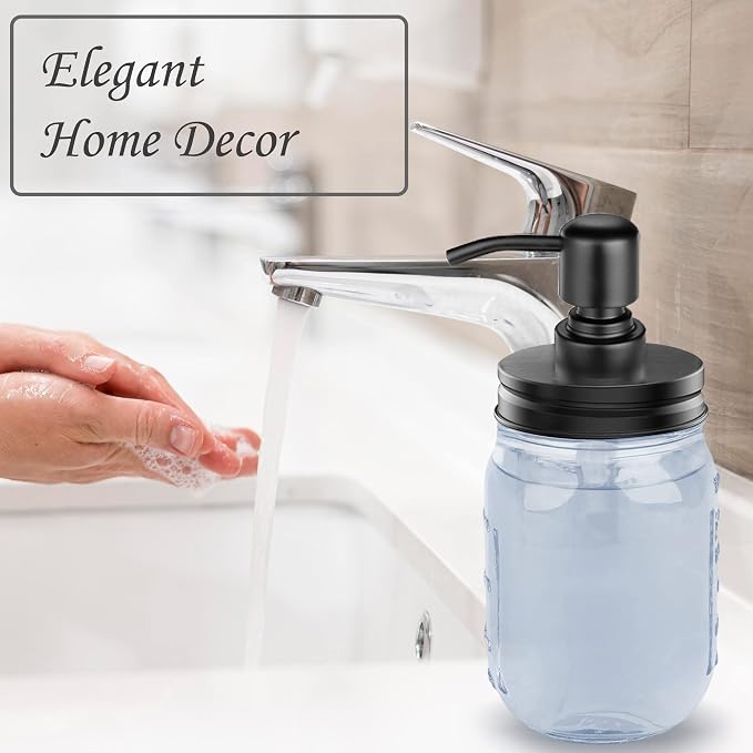 2-Pack Mason Jar Soap Dispenser - 16 oz Thick Clear Glass Soap Dispenser - Image 3