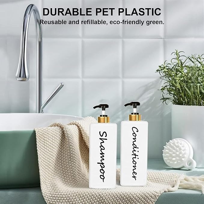 21oz Shampoo and Conditioner Dispenser Modern Refillable Shampoo Pump Bottles - Image 2