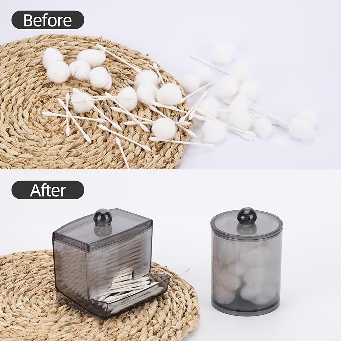 Tbestmax Qtips Holder Bathroom Container, 10 oz Big Qtip Dispenser 12 oz Cotton - Image 4