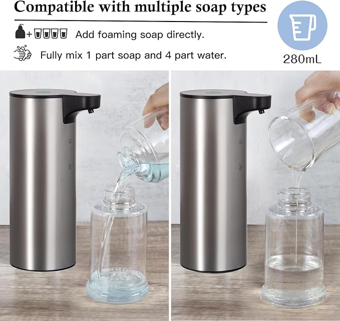 LAOPAO Automatic Soap Dispenser, Rechargeable Stainless Steel Foaming Soap - Image 4