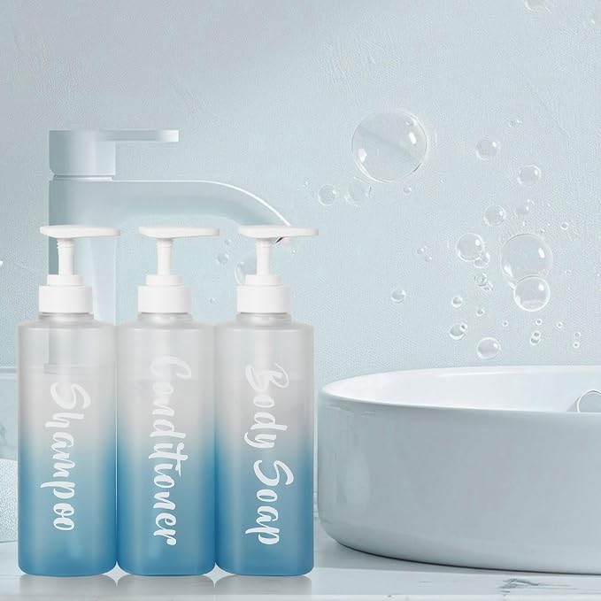 Shampoo and Conditioner Dispenser Set of 3, 17oz Shower Soap Bottles - Image 5