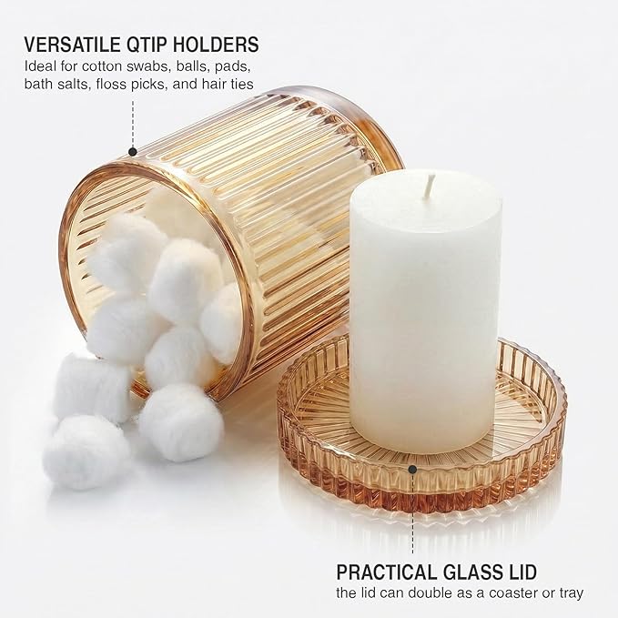 Bathroom Organizers and Storage, 2 Pack Glass Qtip Holder Dispenser, Bathroom - Image 3