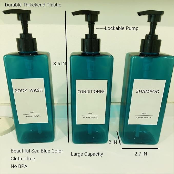 Shampoo and Conditioner Dispenser Set, 500ml Soap Dispenser 16.9oz Shower - Image 6