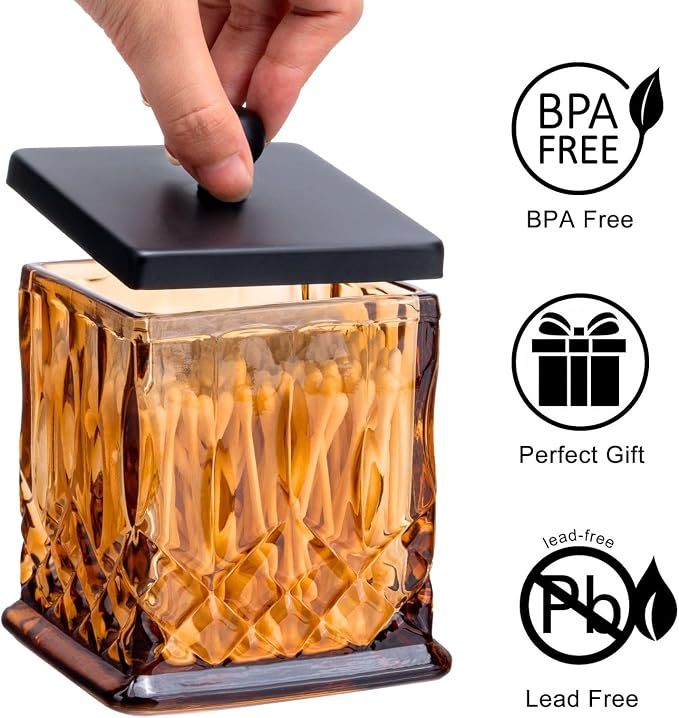 Qtip Holder, 15Oz Amber Glass Apothecary Jars - Image 5