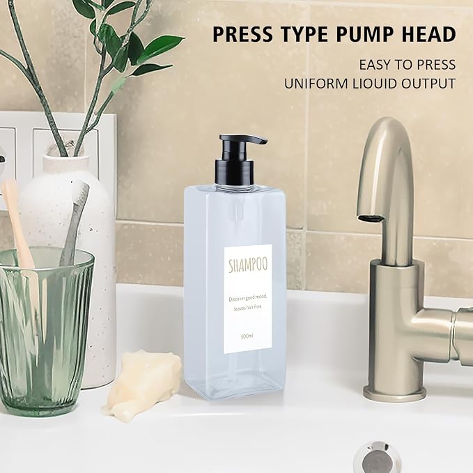 Shampoo and Conditioner Dispenser Modern Refillable Shampoo Pump Bottles - Image 3