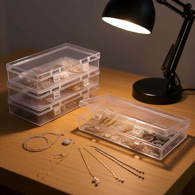 4 Pack Rectangular Clear Plastic Storage Containers Box - Image 3