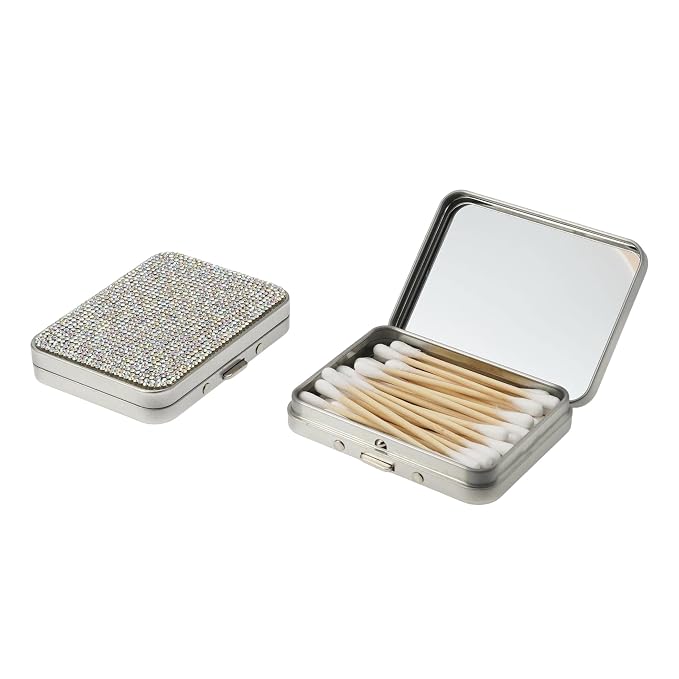 Bling Cotton Swab Holder for Travel, Storage Box for Cotton Swabs, Dental Floss by LIGHUFEIC