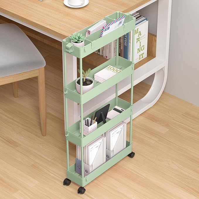 SPACELEAD Slim Storage Cart 4 Tier, Bathroom Organizer Rolling Utility - Image 5