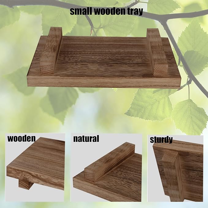 zoocatia Small Wood Tray Pedestal Stand Farmhouse Bathroom Decor Decorative - Image 8