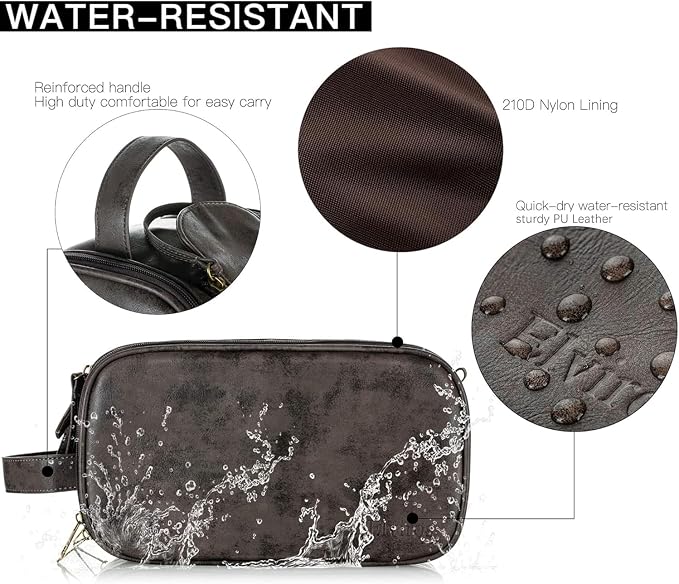 Elviros Toiletry Bag for Men, Large Travel Shaving Dopp Kit Water-resistant - Image 3