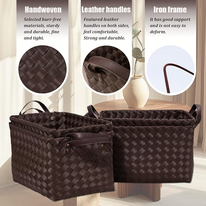 Handwoven Clothes Basket Laundry Hampers Large Wicker Storage Baskets - Image 2