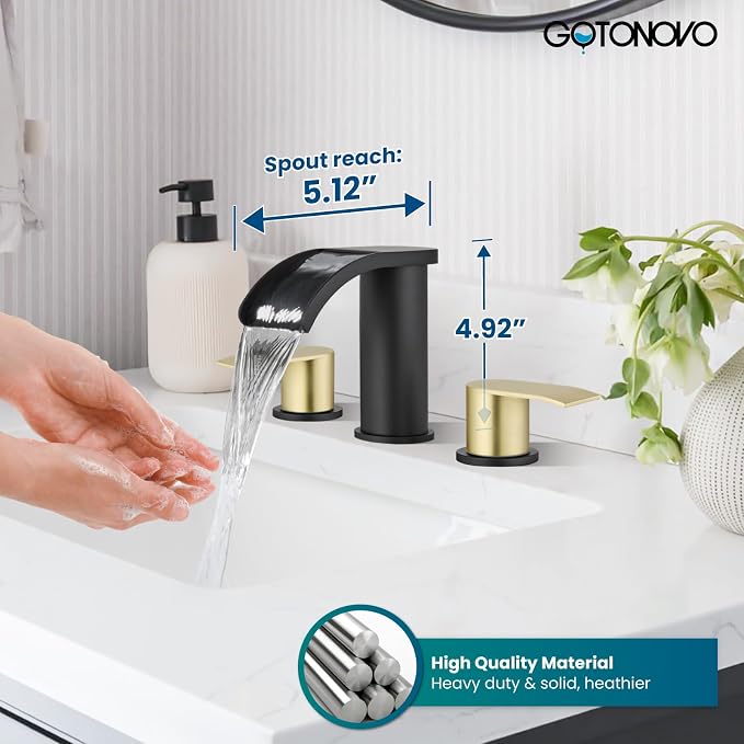 gotonovo Waterfall 8 inch Widespread Bathroom Faucet Set Bathroom Sink Faucet 3 - Image 3