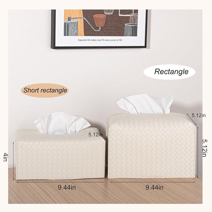 Tissue Box Cover PU Leather Tissue Holder Square Facial Tissue Case Facial - Image 3