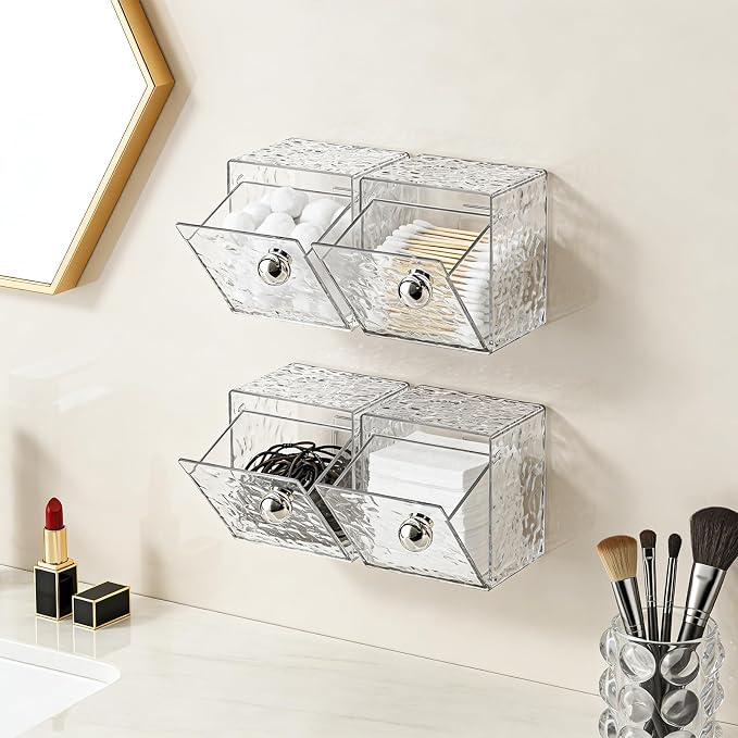 Qtip Holder Dispenser, Wall Mounted Plastic Cotton Pad Holder, Cotton Ball - Image 7