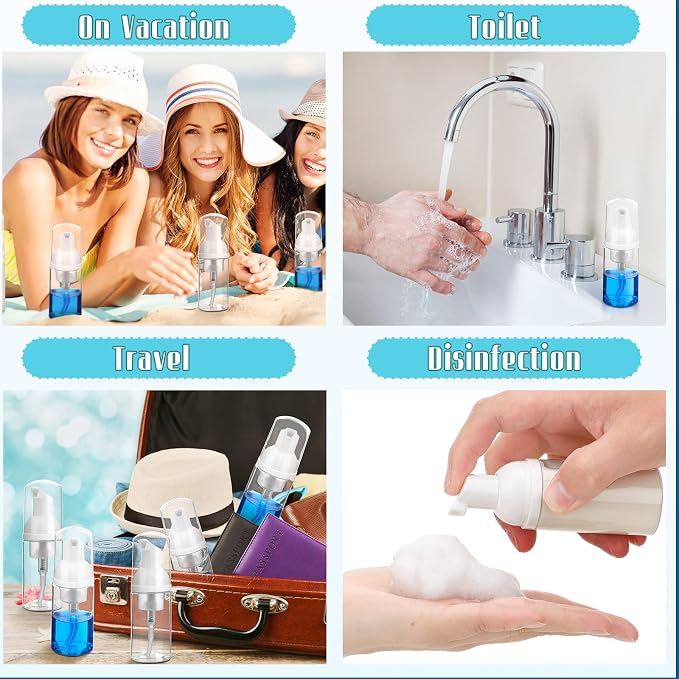 24 Pcs Foam Pump Bottles 1 Oz/ 30 ml Plastic Mini Empty Dispenser Travel Soap - Image 7