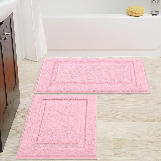 SHACOS Pink Bathroom Rugs Sets 2 Piece 20x32 inch, Non Slip Washable Bath Rugs by SHACOS