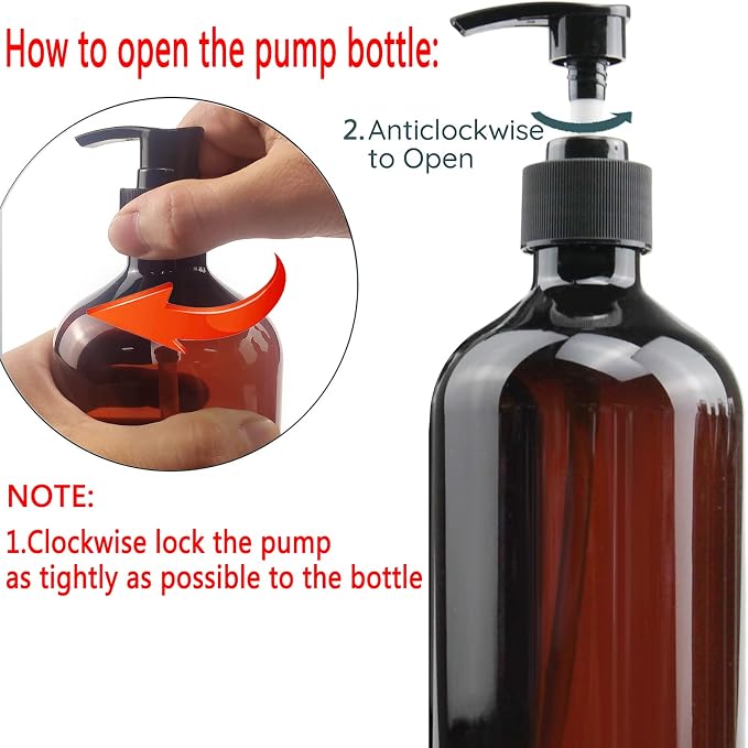 Empty Plastic Bottles with Pump Dispenser and Labels Included, Refillable - Image 3