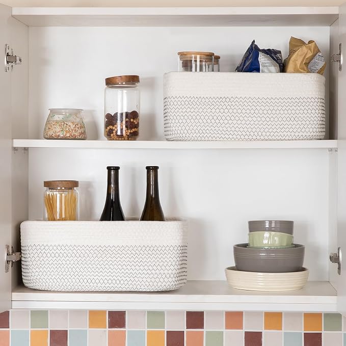 Storage Baskets for Organizing 3 Pack, Woven Baskets for Shelves, Closet - Image 6