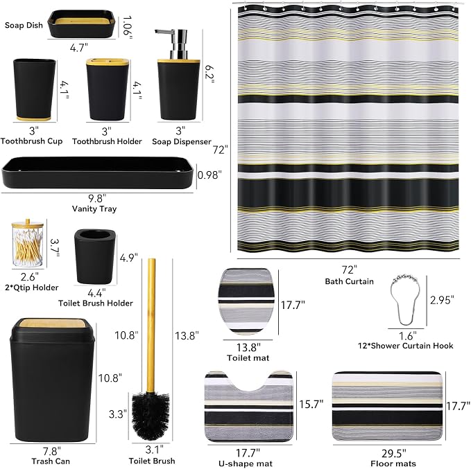 24PCS Bathroom Sets with Shower Curtain and Rugs - Image 6