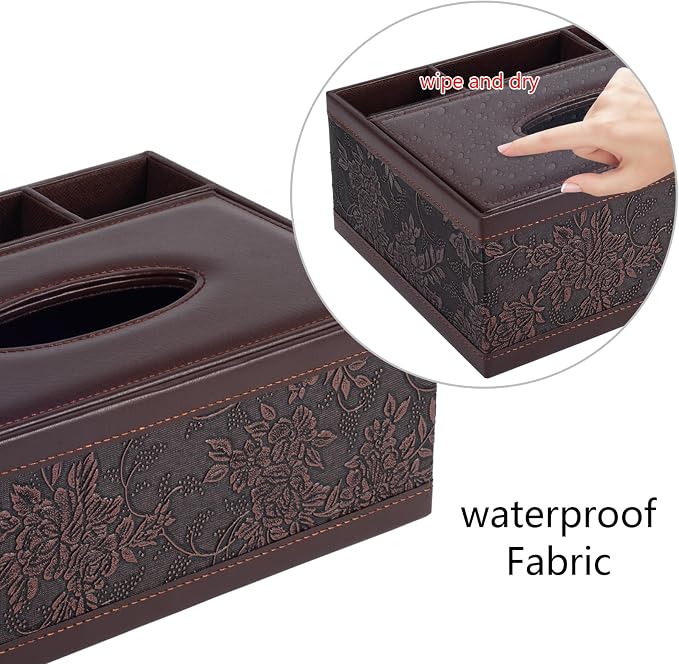 Tissue Box Cover Rectangle Retro Tissue Box Holder PU Leather Facial Tissues - Image 6
