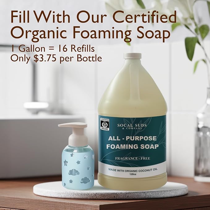 SoCal Suds & Company Foaming Hand Soap Dispenser Glass, Liquid Soap Pump - Image 2